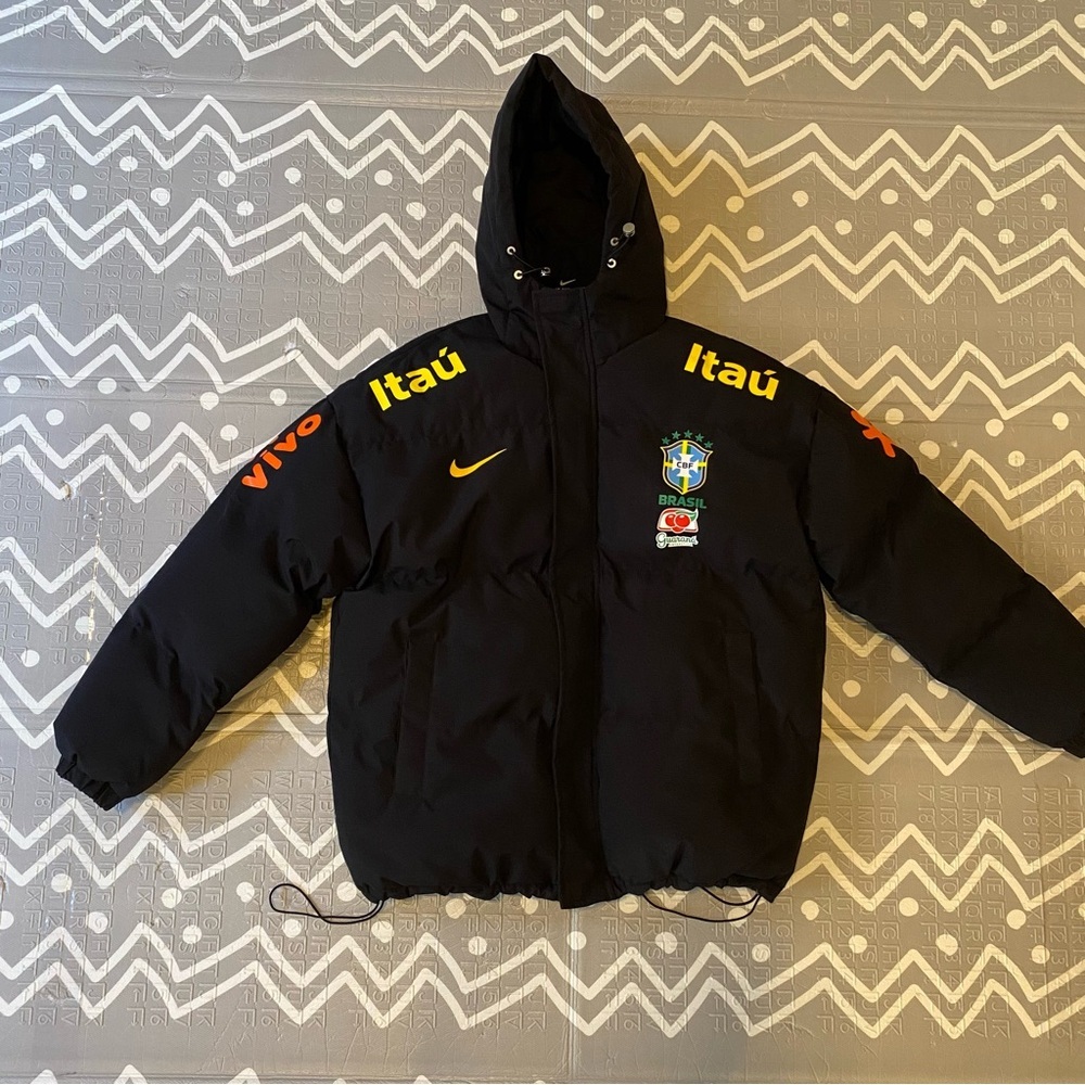Brasil Brazil thick warm winter waterproof soccer running Puffer Jacket L